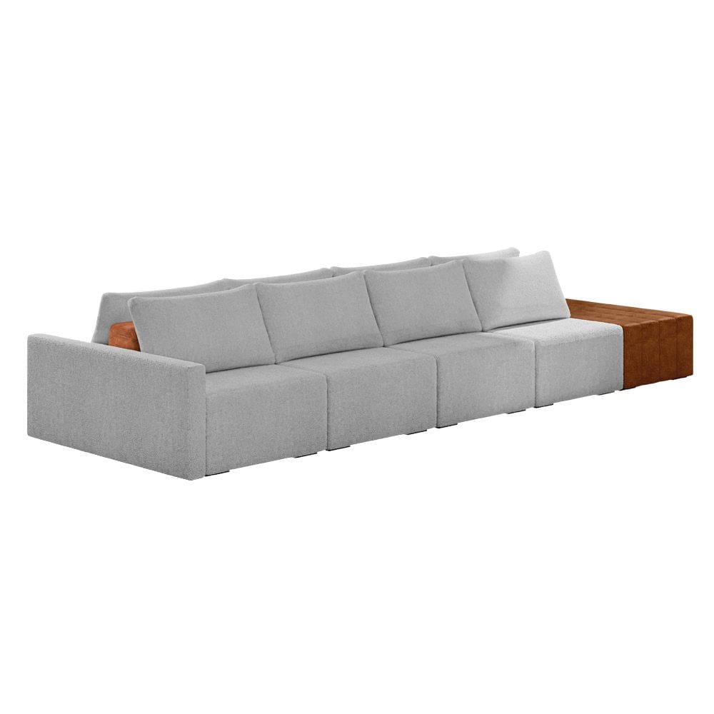 Sofá Ilha 4 Lugares Living 512cm Modulado para Sala Lary Bouclê K01 - D`Rossi