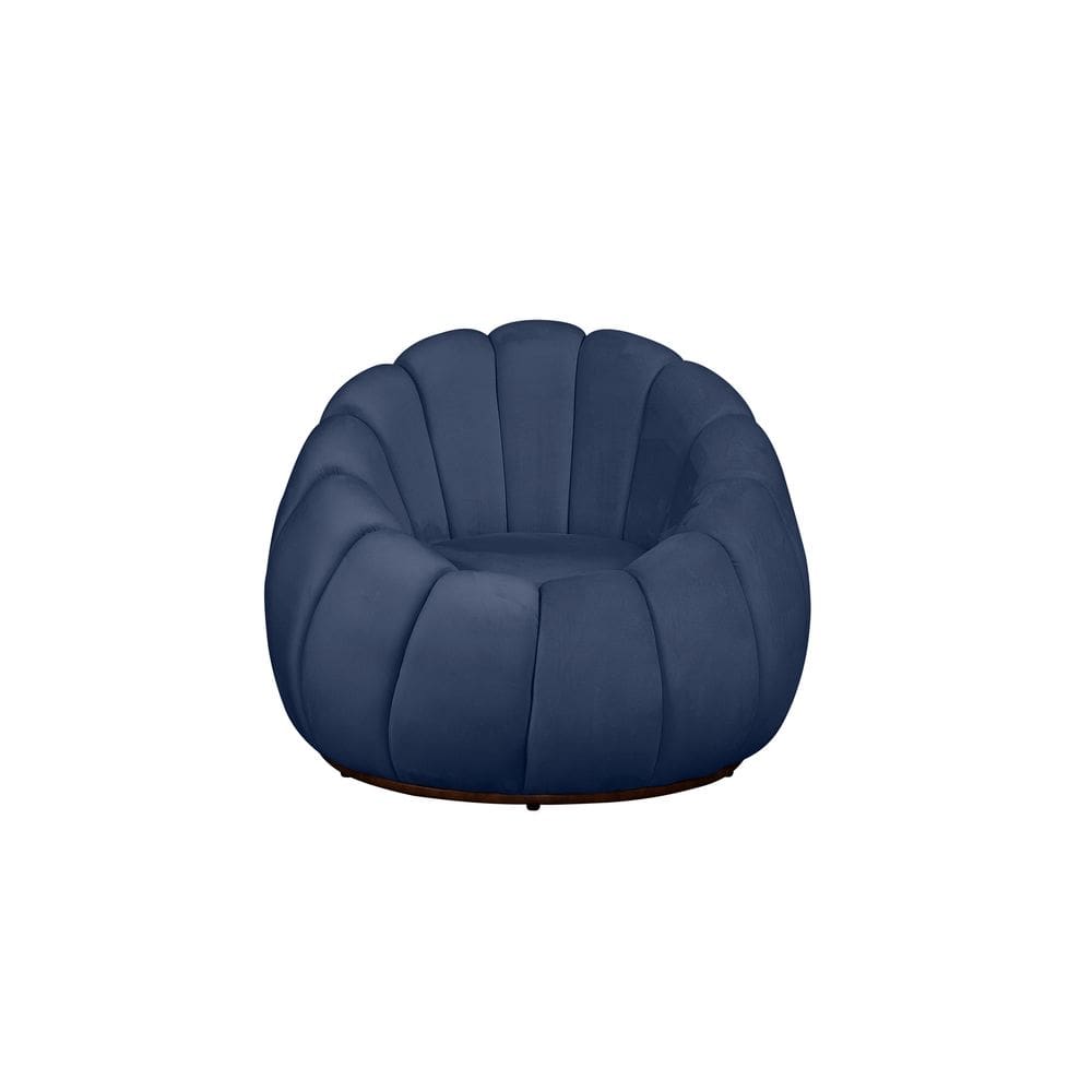 Poltrona Decorativa Concha Veludo Azul Marinho - Montanaris Decor
