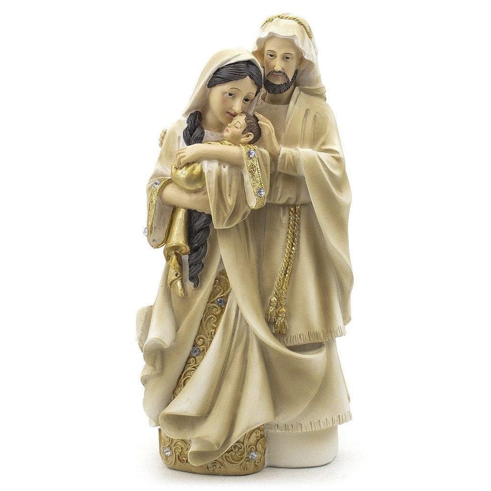 Imagem Sagrada Familia Afetuosa Dourada Importada Resina 20