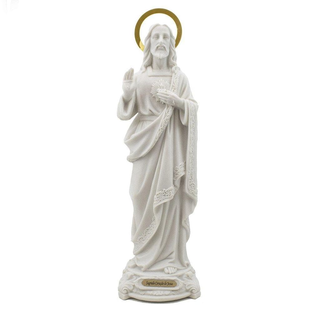 Imagem Sagrado Coração De Jesus Importada Resina 35 Cm
