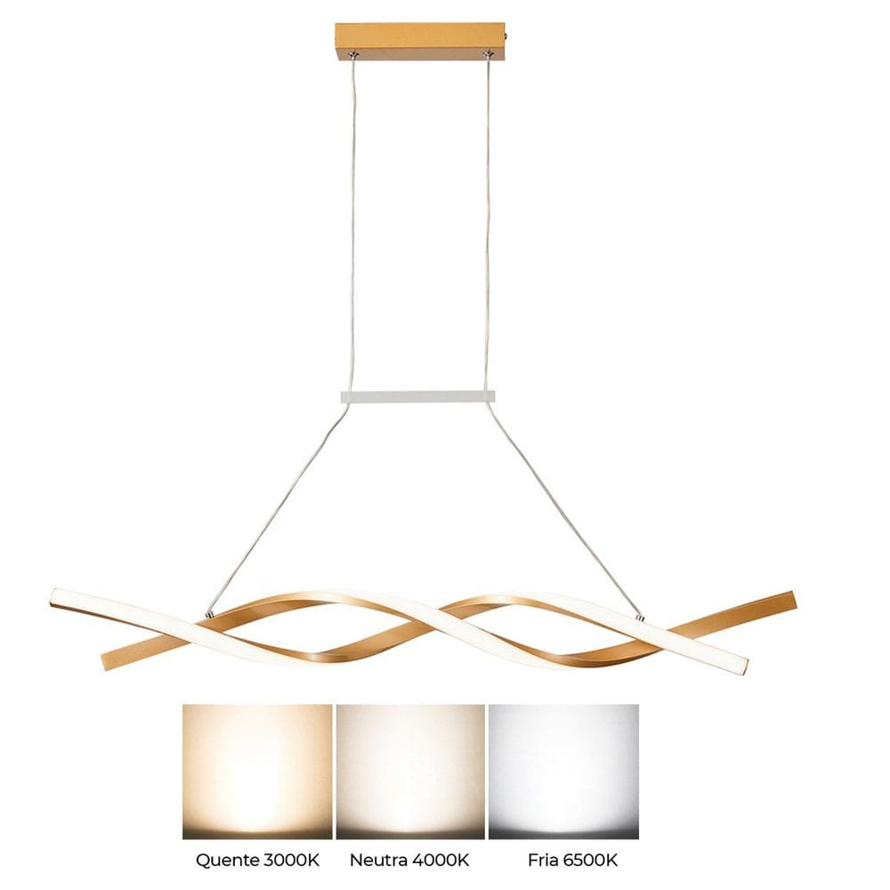 Lustre Pendente Led 3 em 1 Aspiral Ondas Moderno Decoraçao Casa Sala de Jantar Recepçao Empresarial Residencial