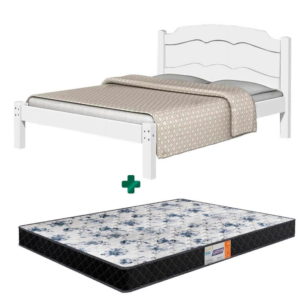 Cama de Casal Anti Ruido Lais Basoto Branco Com Colchão Gazin Casal D33 138 x 188