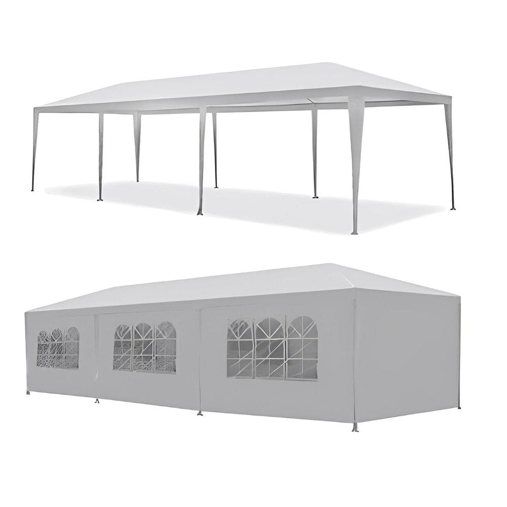 Tenda Gazebo Desmontável 3x9 m Barraca com Parede e Fechamento Bolsa Branca Importway Iwgzm-39 Br