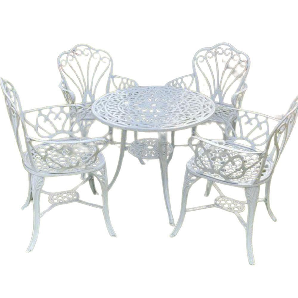 Conjunto De Jardim Modelo Fortaleza Mesa E 4 Cadeiras Branco