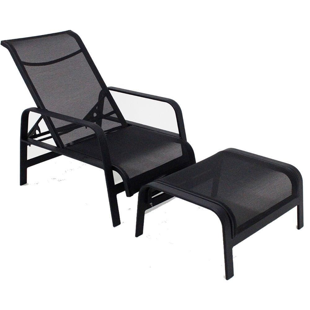 Mini Espreguiçadeira Lótus Com Puff Preto