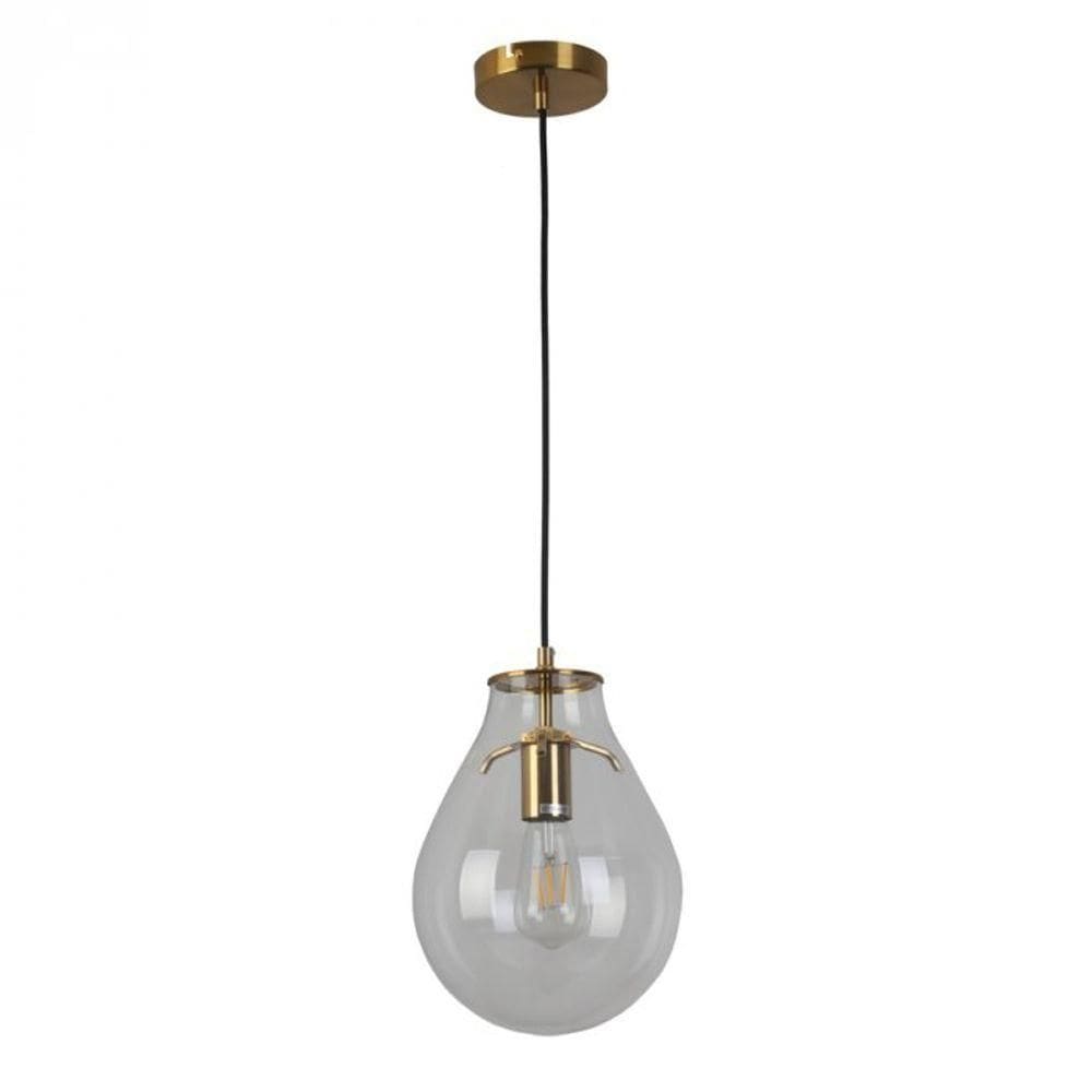 Pendente Caju P Bronze E Transparente Metal E Vidro 1xe14 - Bella Iluminação