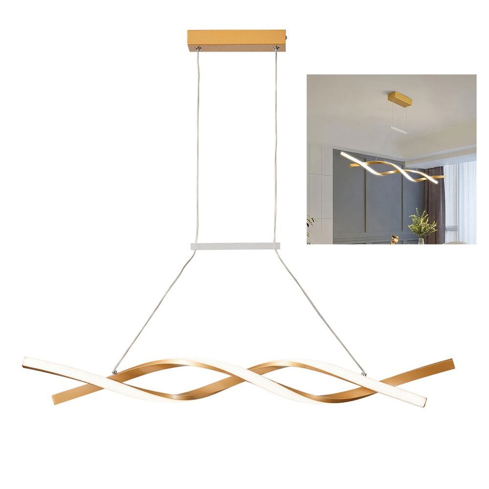 Lustre Aspiral 3 em 1 Pendente Ondas Iluminaçao Ambiente Hall de Entrada Sala de Jantar Recepçao Residencial Comercial Decoraçao