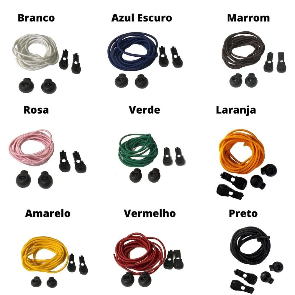 Kit 5 Cadarços Elásticos Stretch Para Tênis Triathlon - Colorido
