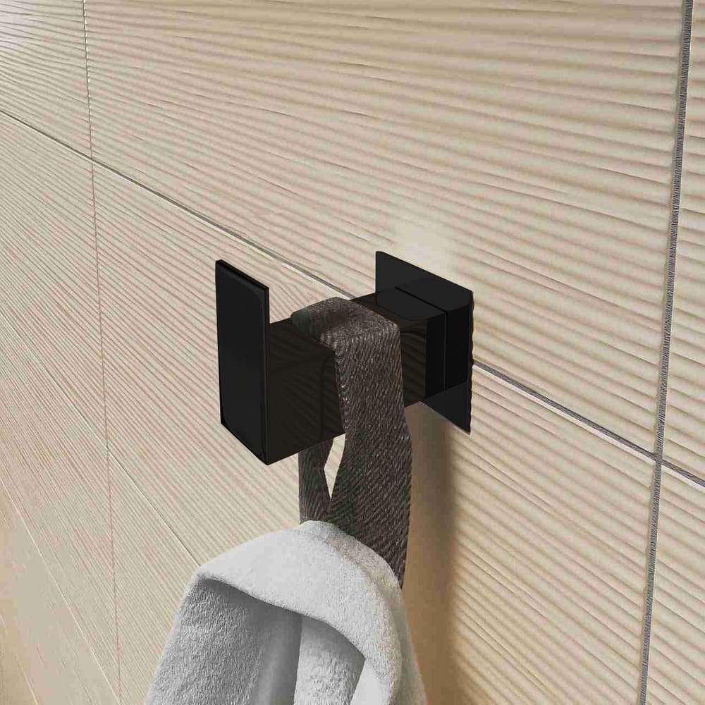 Cabide Para Toalha Gancho Aço Inox Preto Fosco Linha Quadrada