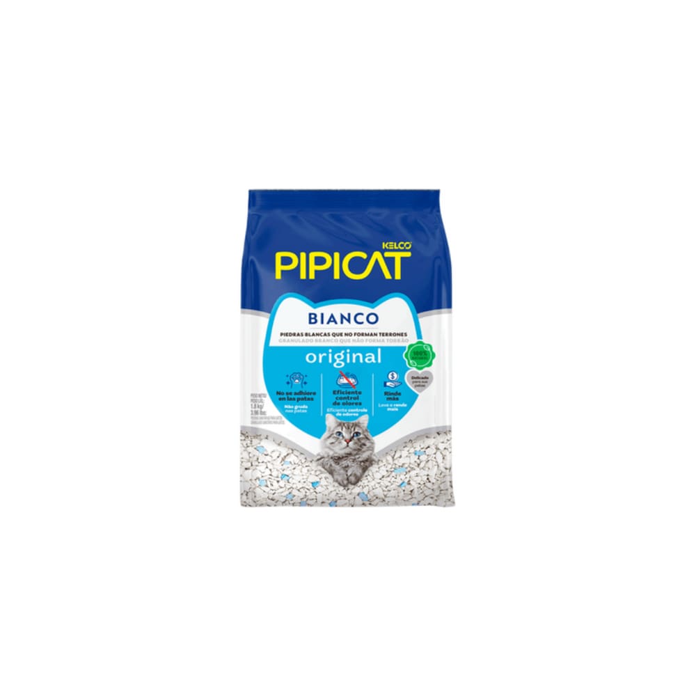 Areia Sanitária Gatos Pipicat Bianco 1,8 kg