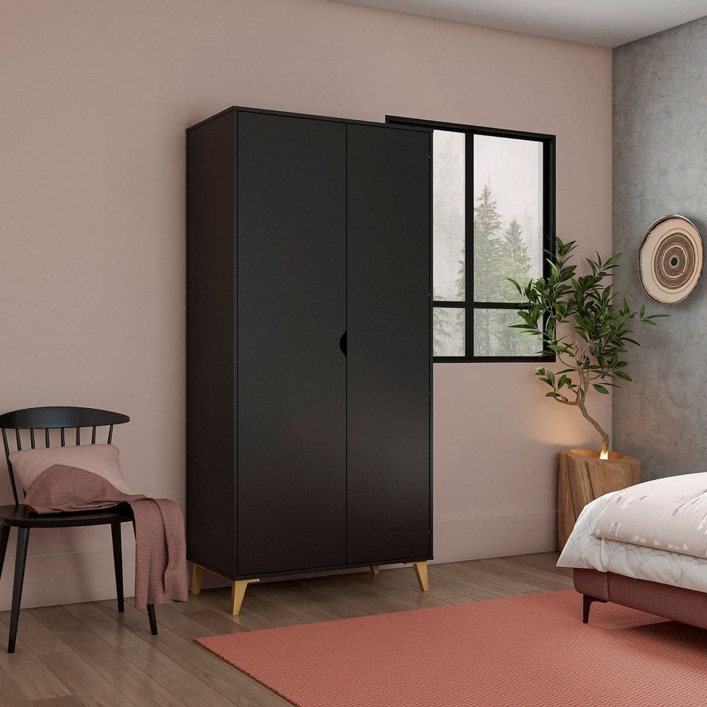 Guarda-roupa 2 Portas com Cabide Puma Preto