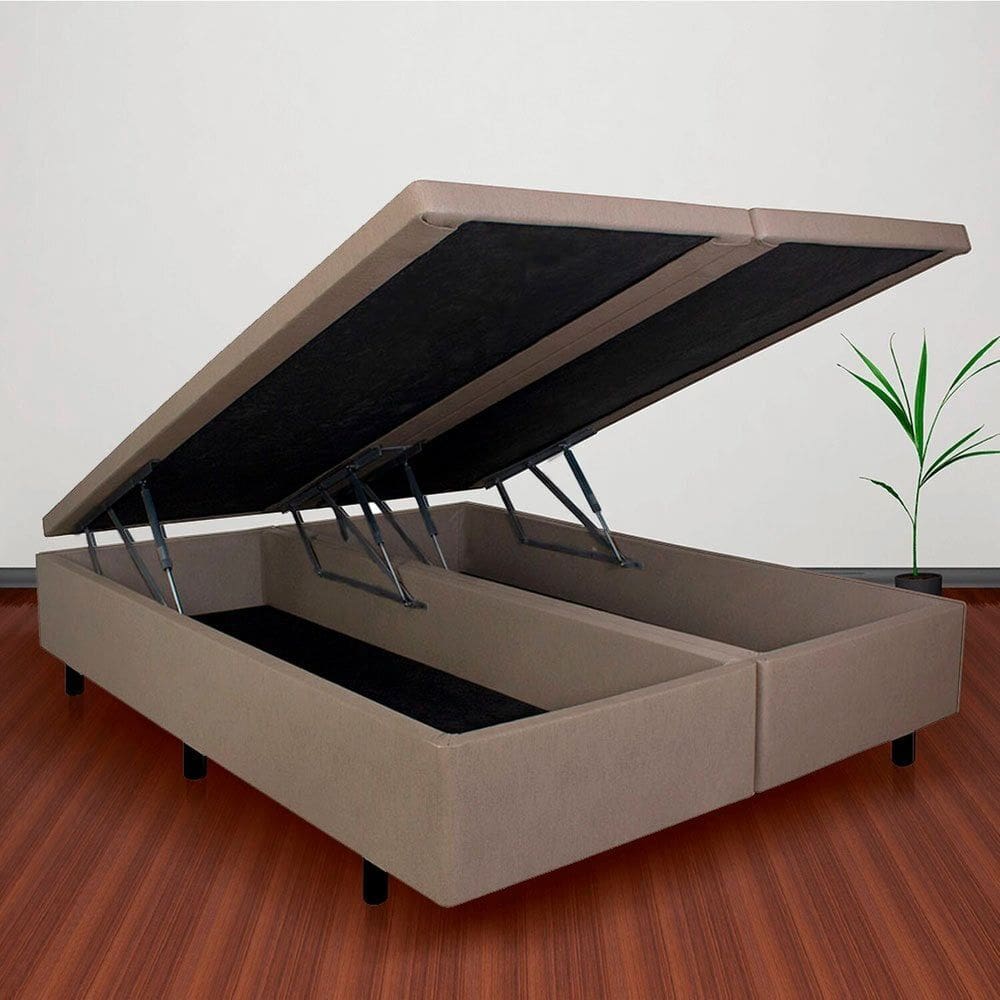 Cama Box Baú King 193cm X 203cm Bege