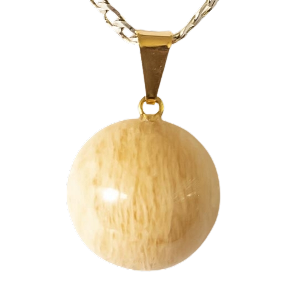 Colar Mini Disco Amazonita Pêssego Montagem Pino Dourado