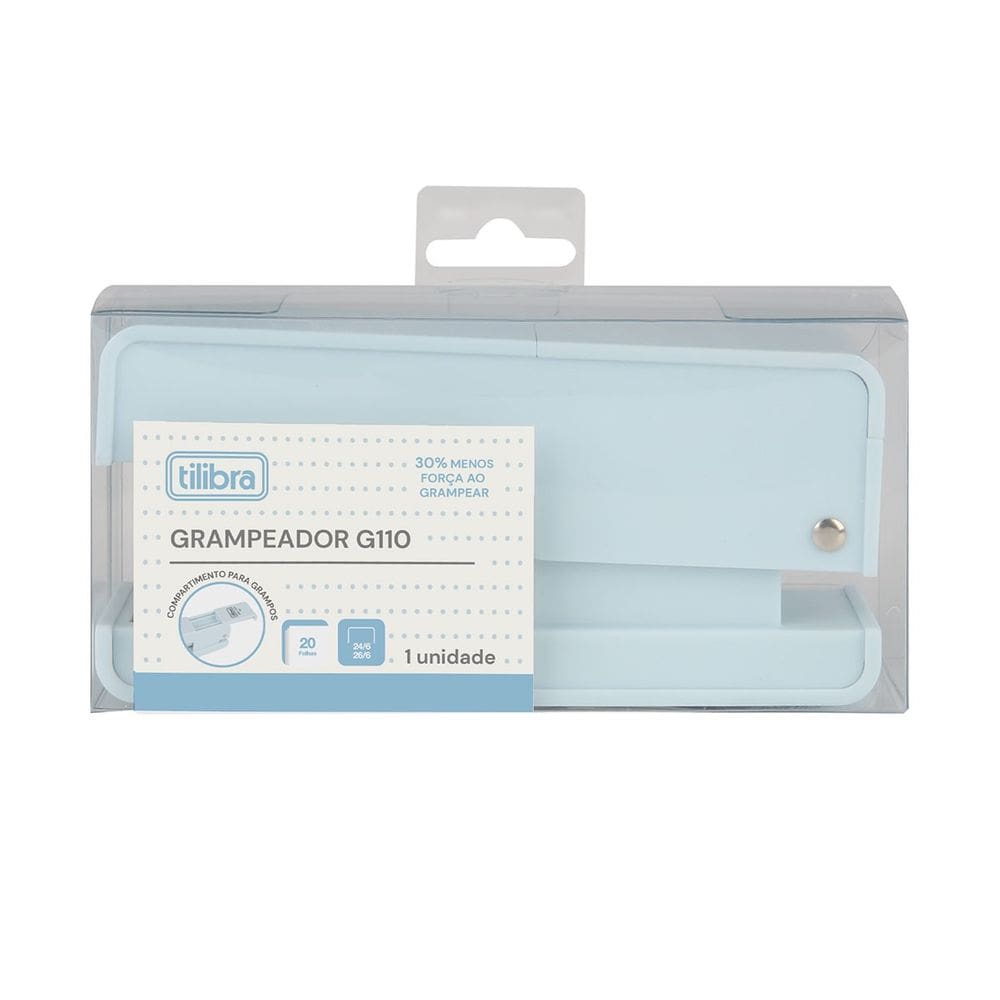Grampeador de Mesa 20 Folhas G110 Rosa/Azul Menos Força Tilibra | Tecnológico | Resistente | Sofisticado