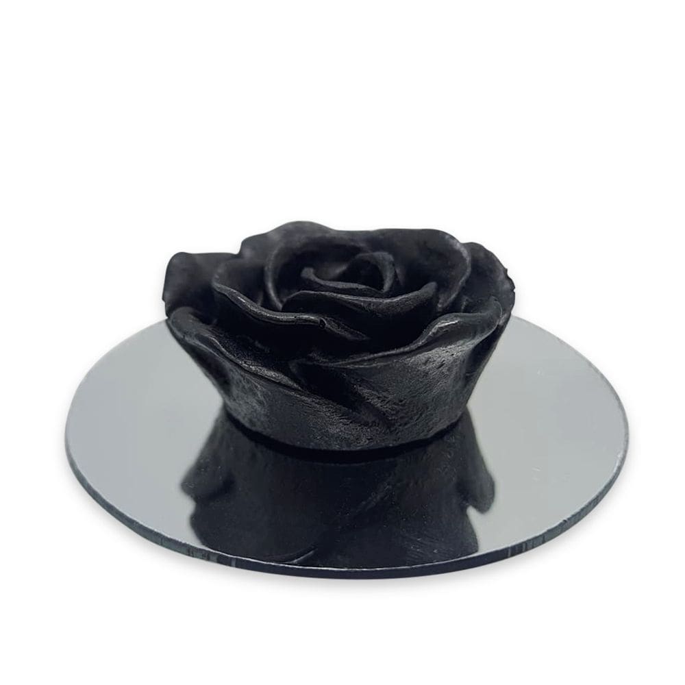 Enfeite Detalhado Rosa Preta com Espelho decorativo 4cm