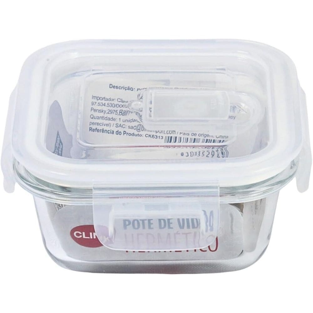 Conjunto Potes De Vidro Hermético Marmita 525Ml Quadrado