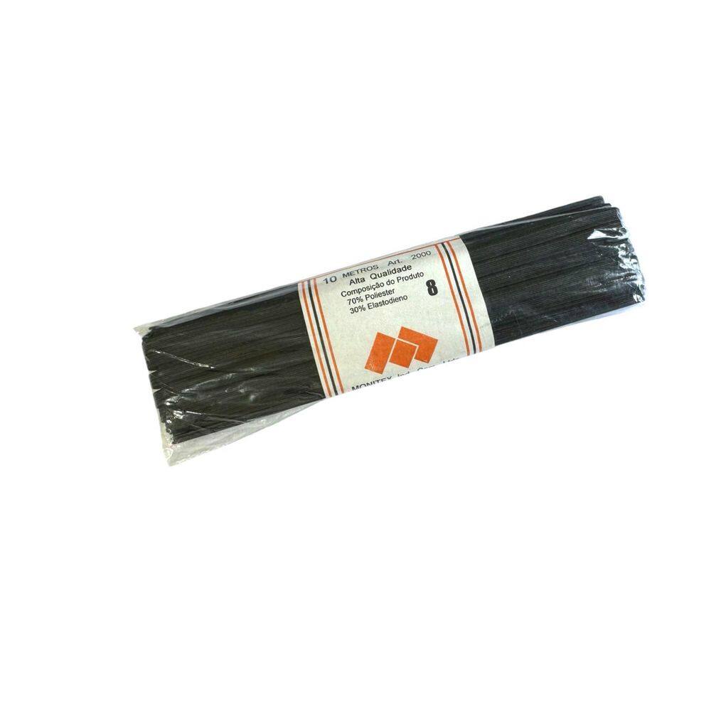 Kit 2Un Elástico Chato N8, 5Mm, Preto Poliéster 10 Metros