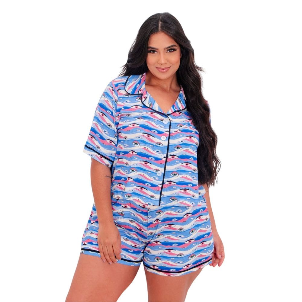 Pijama Feminino Plus Size Americano Estampado