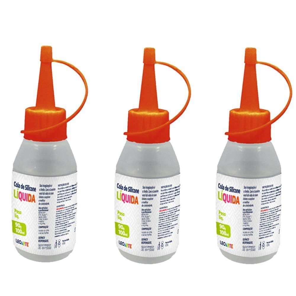 Cola De Silicone Líquido Leonora 100ml - Kit 3 Unidades