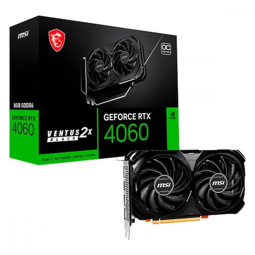 Imagem do produto Placa de Vídeo MSI GeForce RTX 4060 Ventus Black OC 8GB GDDR6 128bits - 912-V516-012 em Extra