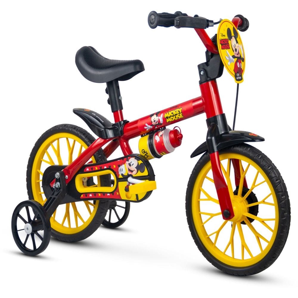 Bicicleta Infantil Aro 12 Mickey Nathor Rodinha Garrafinha