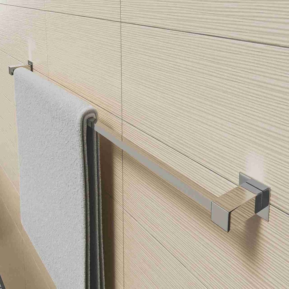 Porta Toalha De Banheiro Simples 60cm Aço Inox Linha Quadrada