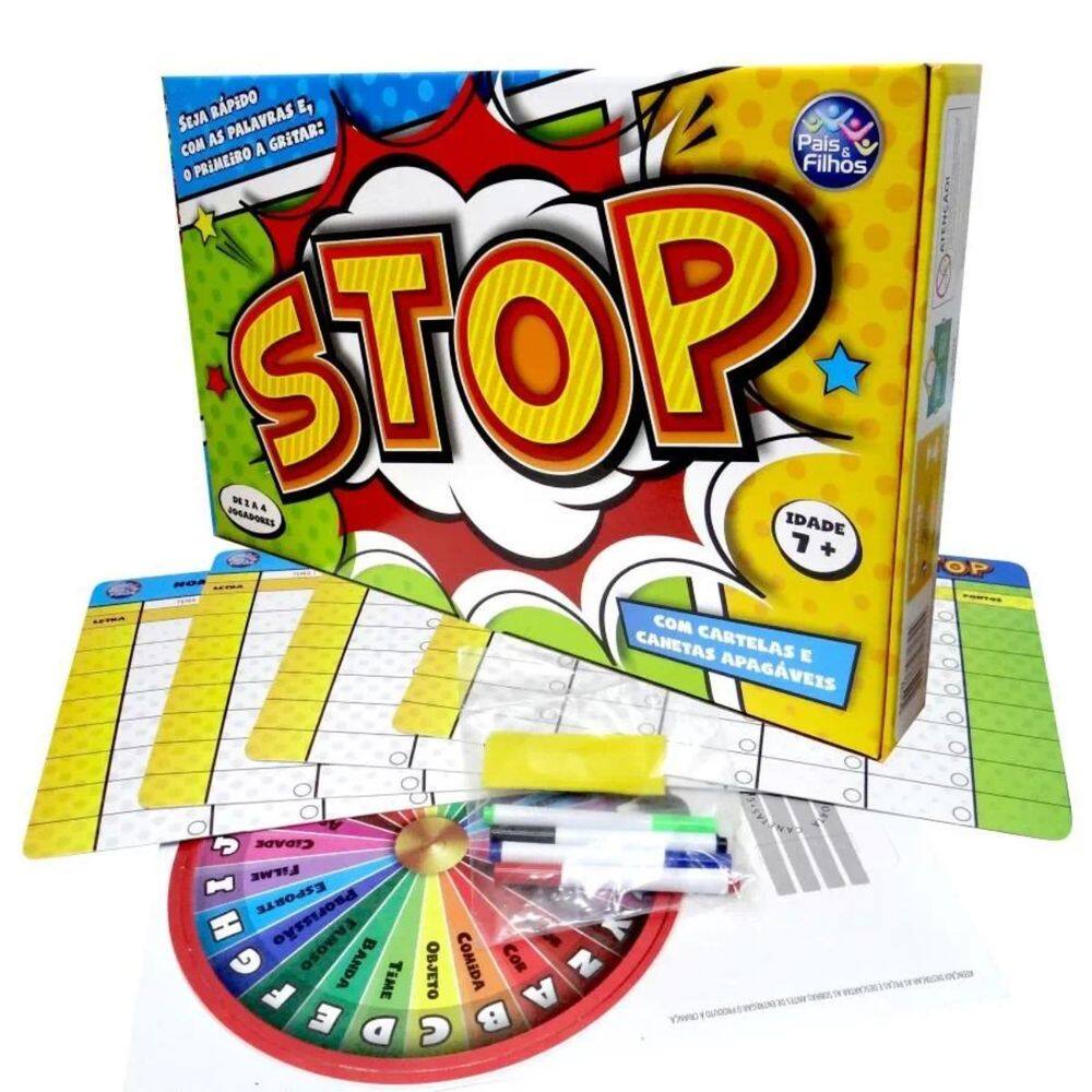 Jogo de Stop Completo Infantil +7 Anos Diversão Lazer Entretenimento Pais e Filhos