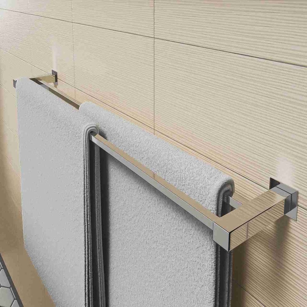 Porta Toalha De Banheiro Duplo 1M Aço Inox Linha Quadrada