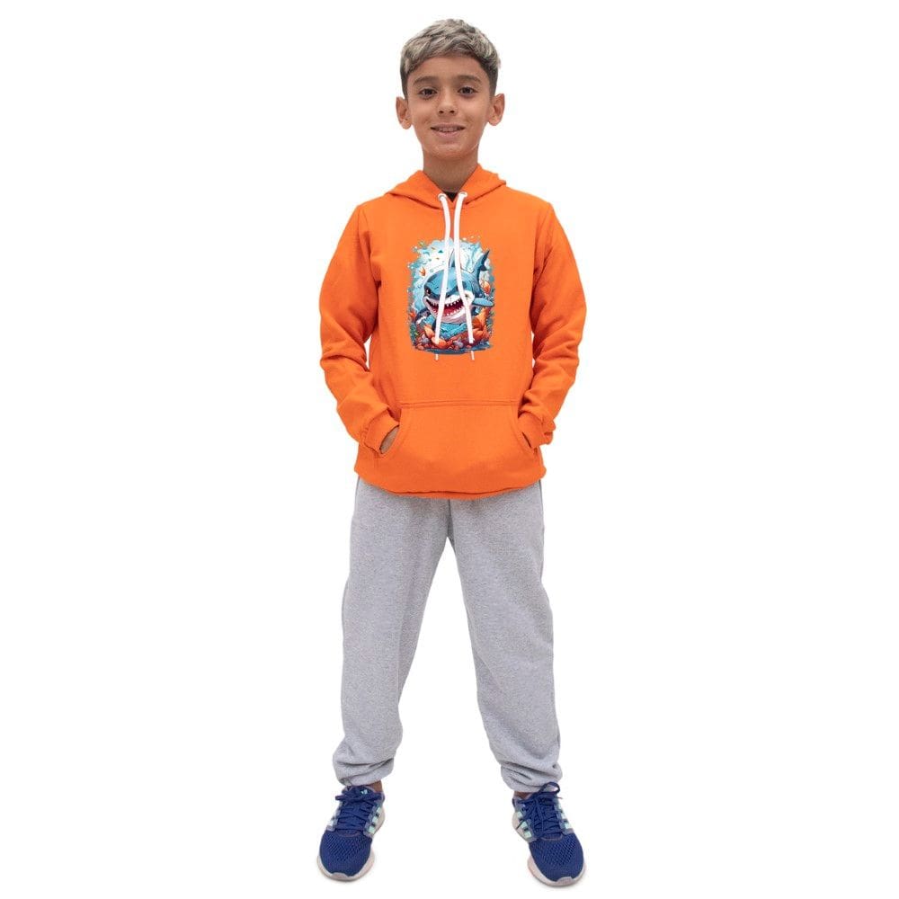Conjunto Infantil Menino Estampa Tubarao Blusa Canguru e Calça Moletom Toque Macio