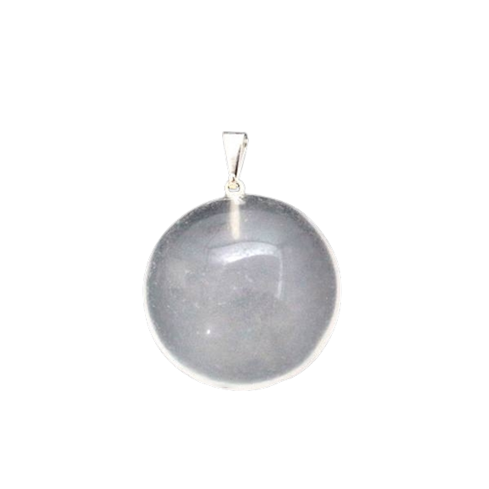 Colar Disco Liso Cristal Opalado Montagem Pino Prata 950