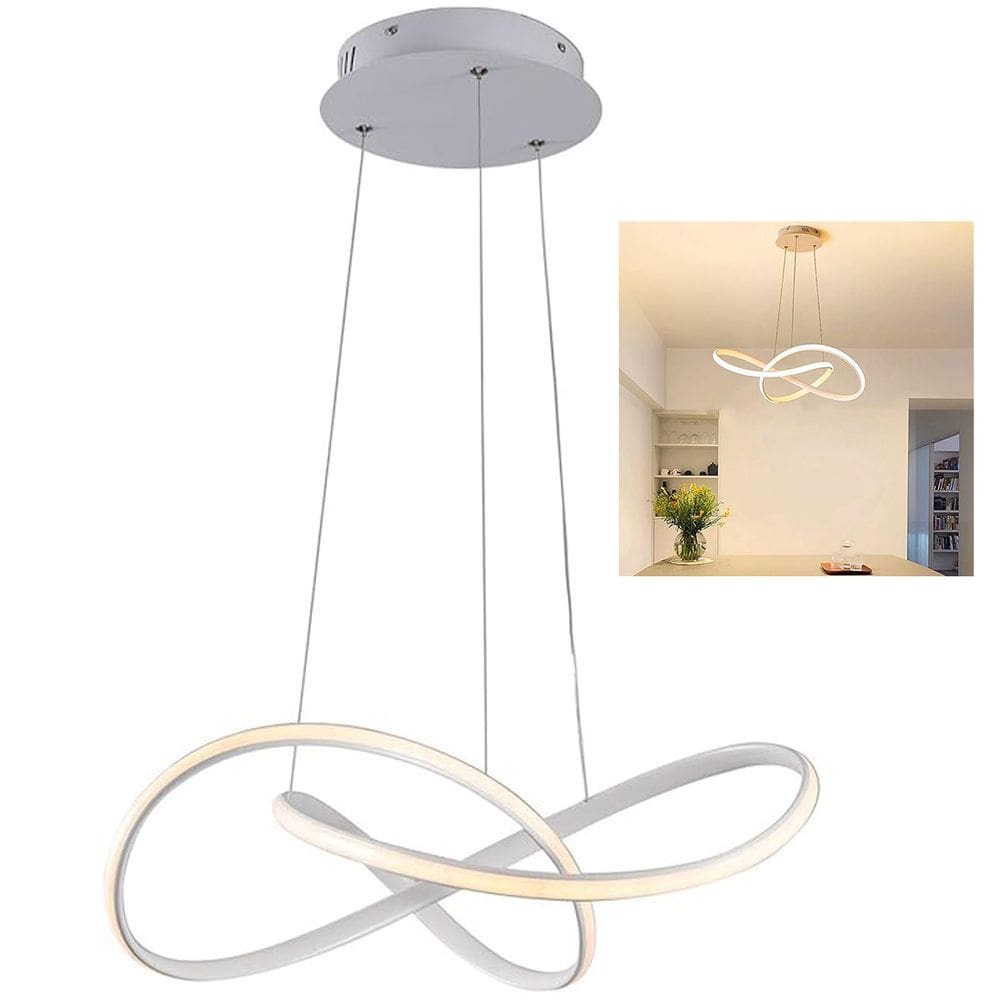 Lustre Pendente 3000K Luminaria Arco Infinito Perfil Hall de Entrada Moderno Hotel Comercial Residencial