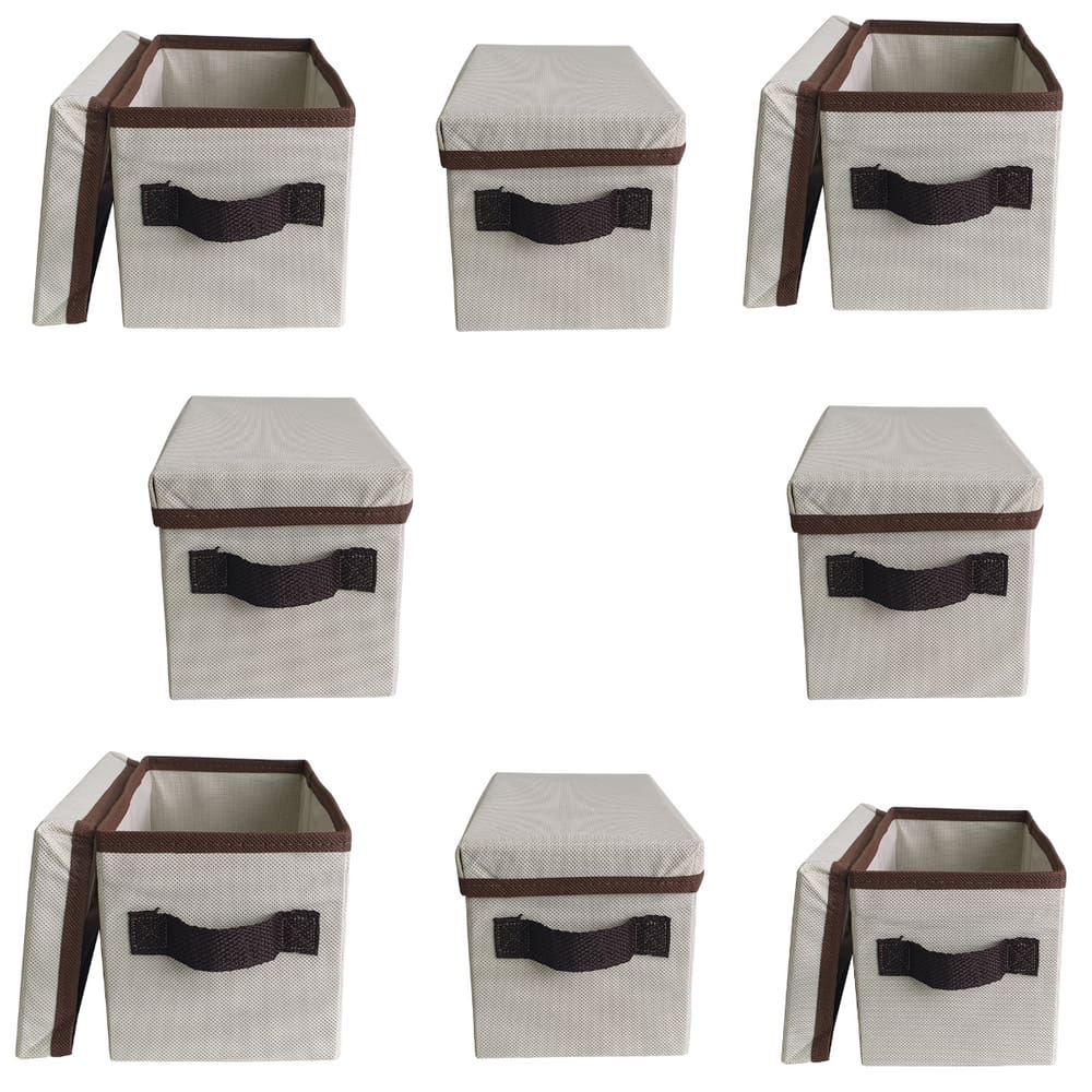 Kit 8 Caixas Organizadora Com Tampa Multiuso Armário Closet Escritório