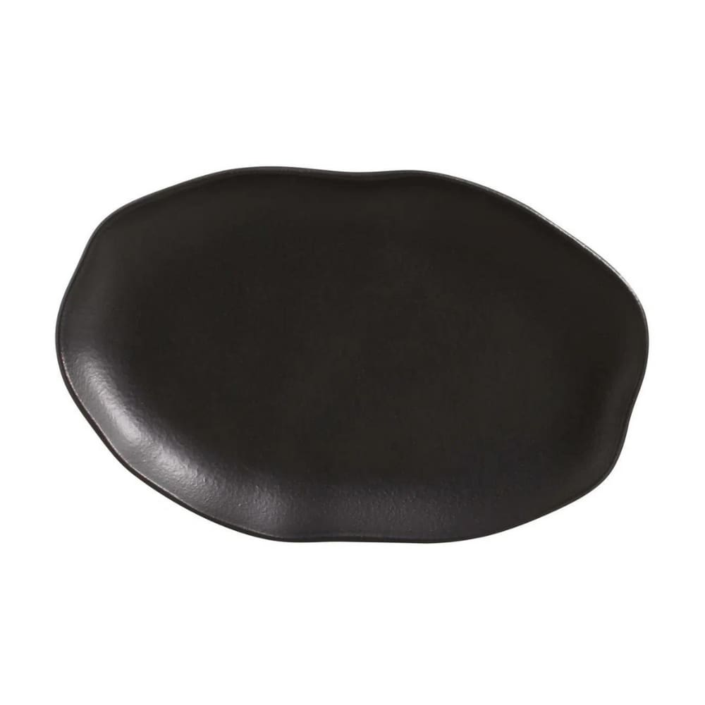 Travessa Oval Em Cerâmica Preto Matte 30x20cm Porto Brasil