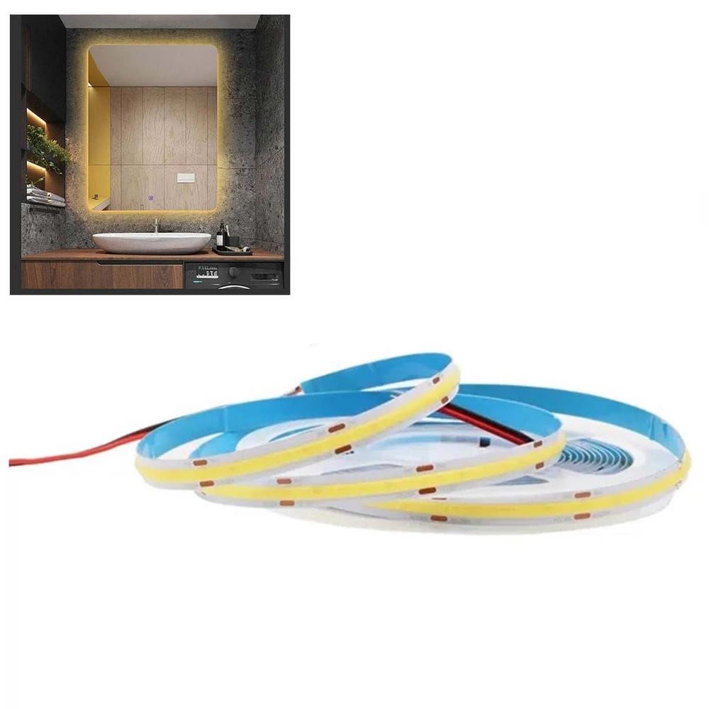Fita LED COB 3000K 5 Metros 12v IP20 Iluminaçao Profissional Perfil Teto Rebaixado Sanca Gesso Comercial Residencial