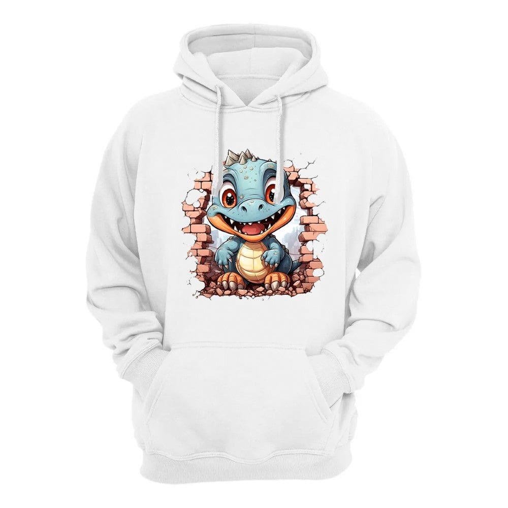 Casaco Moletom Canguru Com Capuz Masculino Estampa Dinossauro Flanelado