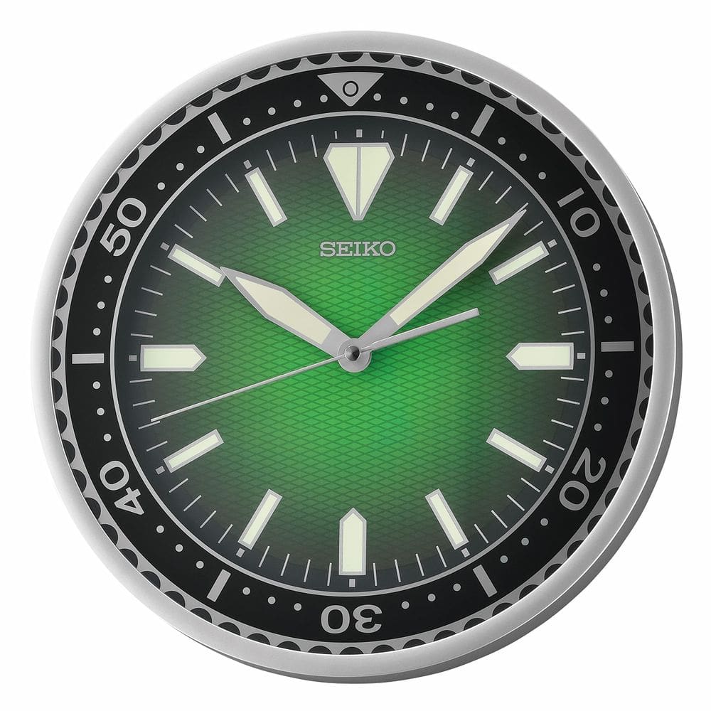 Relógio de parede Seiko Heritage Design com mostrador 30 cm verde