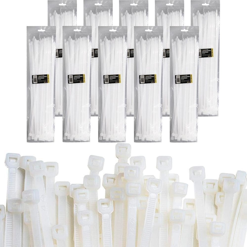 Abraçadeira Nylon Enforca Gato 7,6X400Mm Branco Com 1000 Un