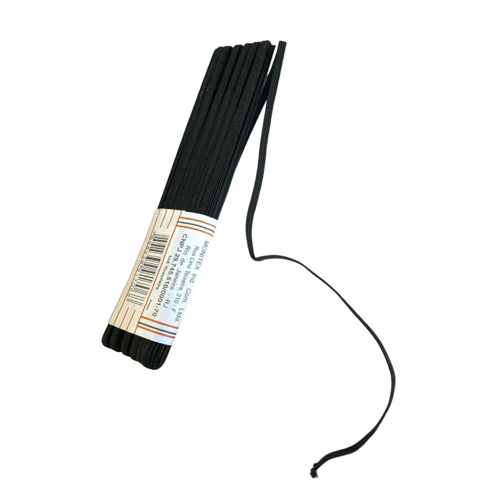 Elástico Chato N8- 0.5Mm Preto De 10 Metros Para Costura Etc