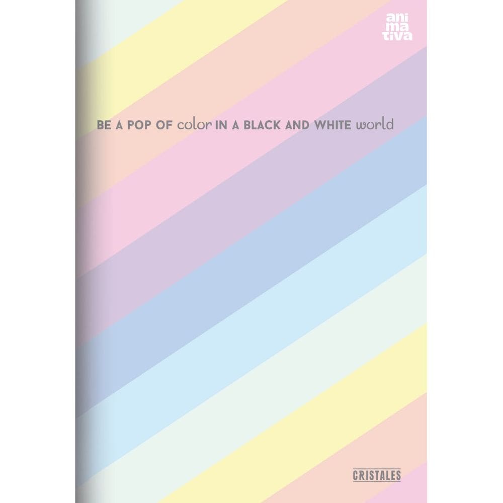 Caderno Pequeno 1/4 Costurado Cristales 32 Folhas Tons Pastel 15x21cm Capa Flexivel Animativa