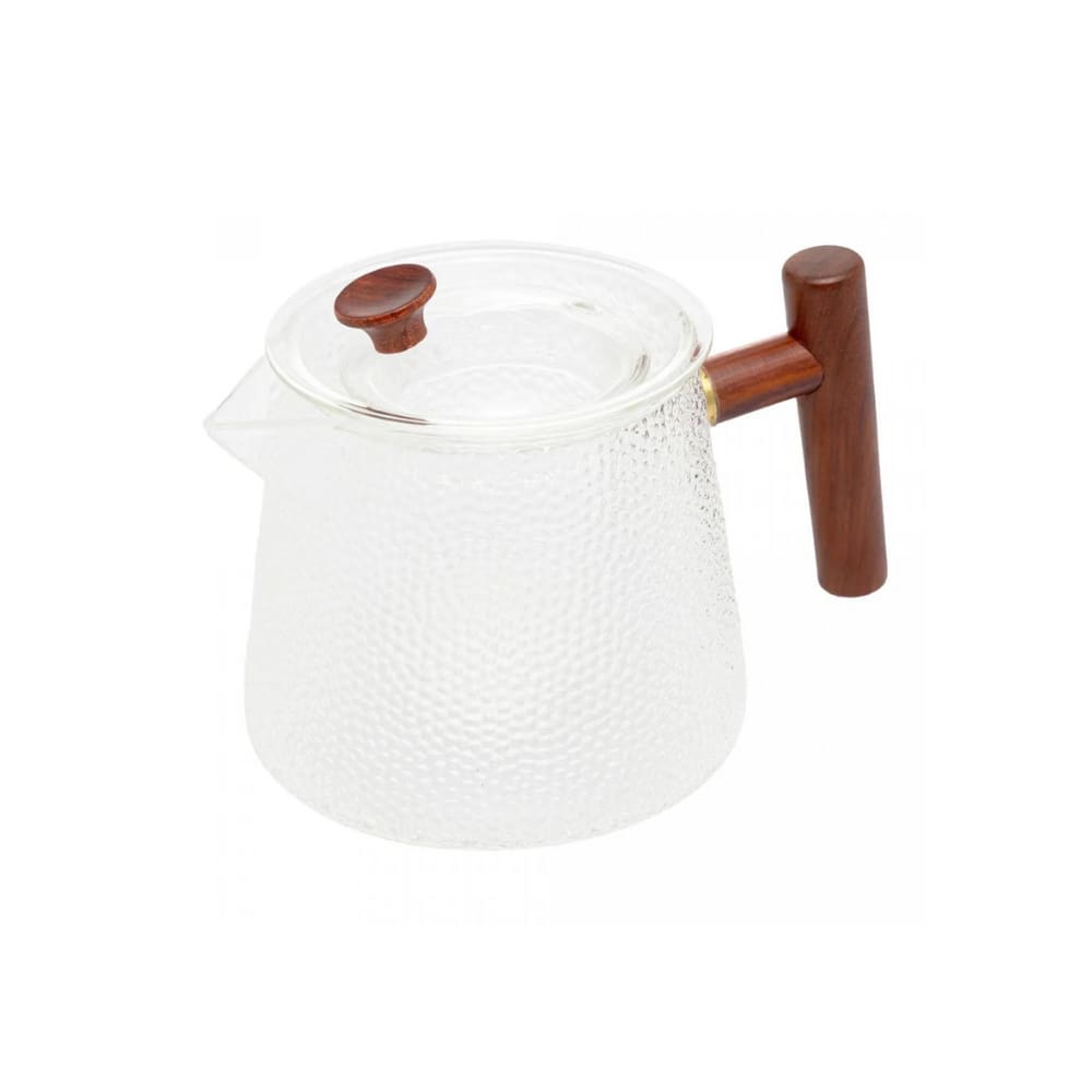 Chaleira Em Vidro Borossilicato Martelado Com Alça Em Bambu 750ml Wolff