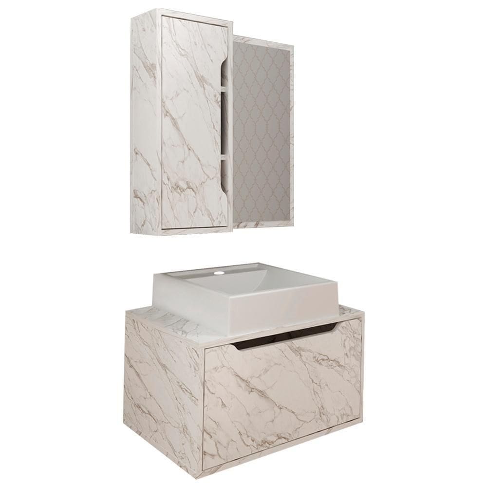 Conjunto 3 Peças Banheiro Bn3630x46x48 Marmore Branco
