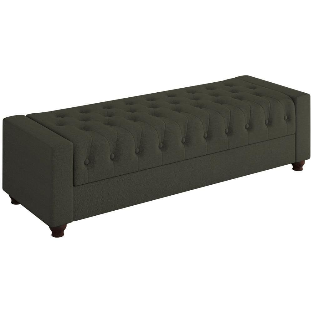 Recamier Calçadeira Bau 160cm Pes Mdf Parri Linho Sl