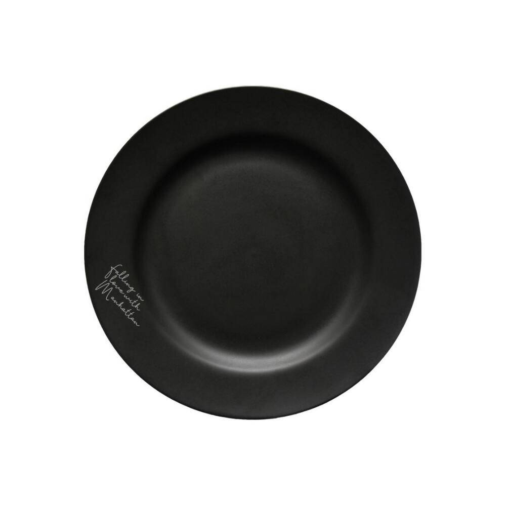 Prato Sobremesa Em Porcelana Manhattan Preto 19,5cm Haüskraft