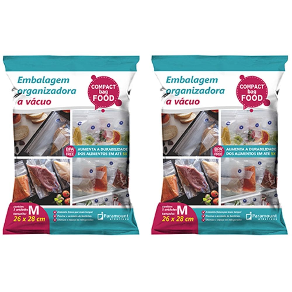 Kit 10 Saco A Vácuo M Organizador Para Alimentos Geladeira Freezer 26x28cm - Paramount