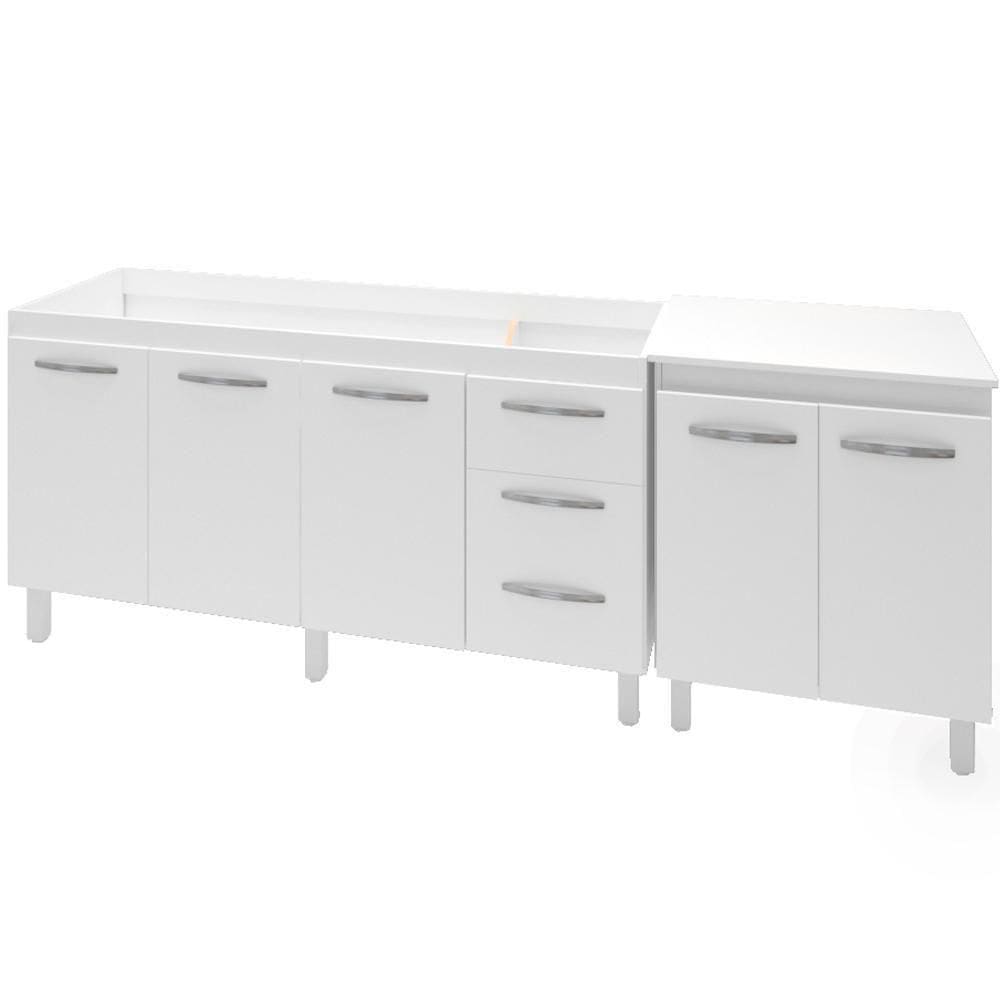 Balcao Pia 160cm E Multiuso 2 Portas 70cm Branco Mobbs Branco