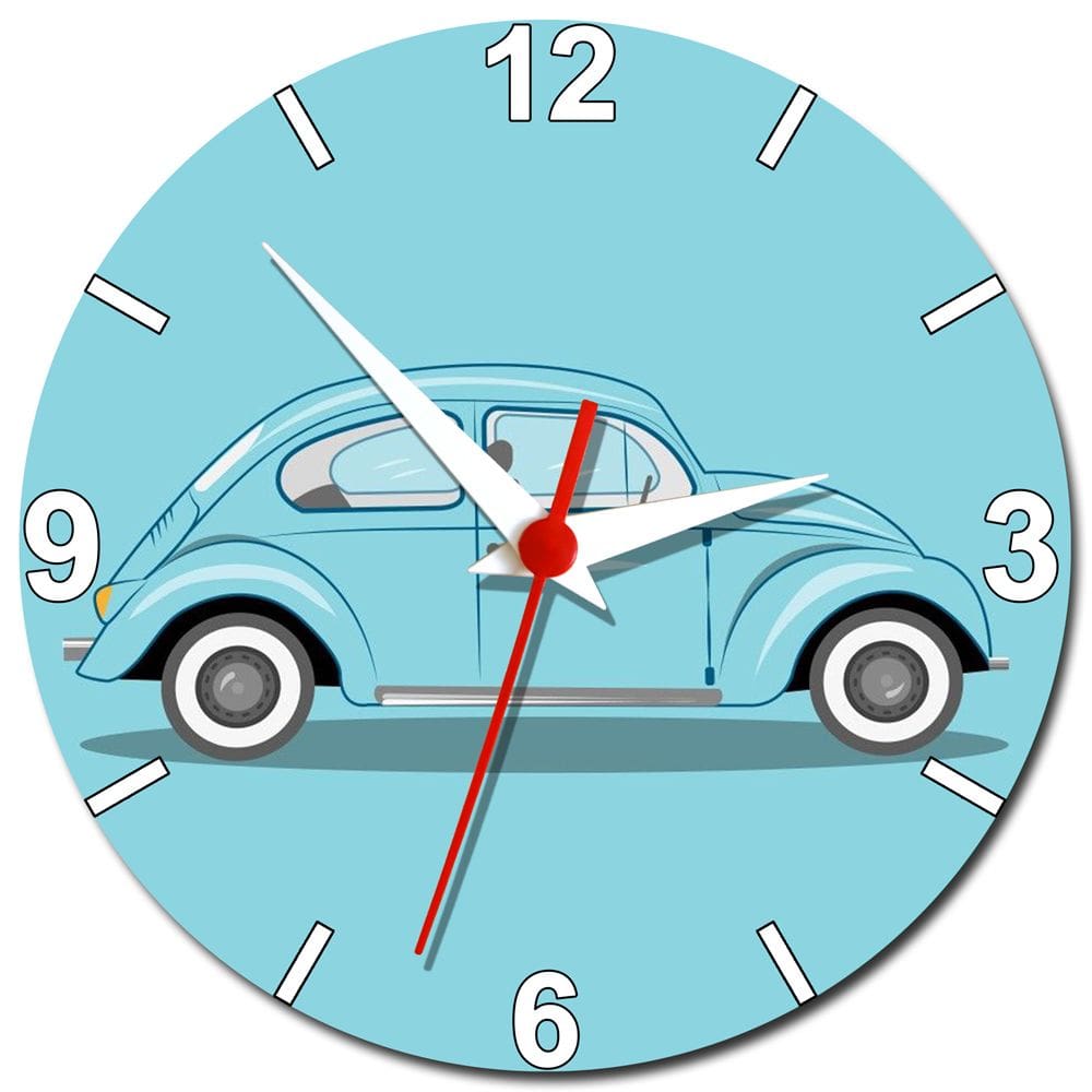 Relógio de Parede Fusca Azul Retro Vintage Decoração