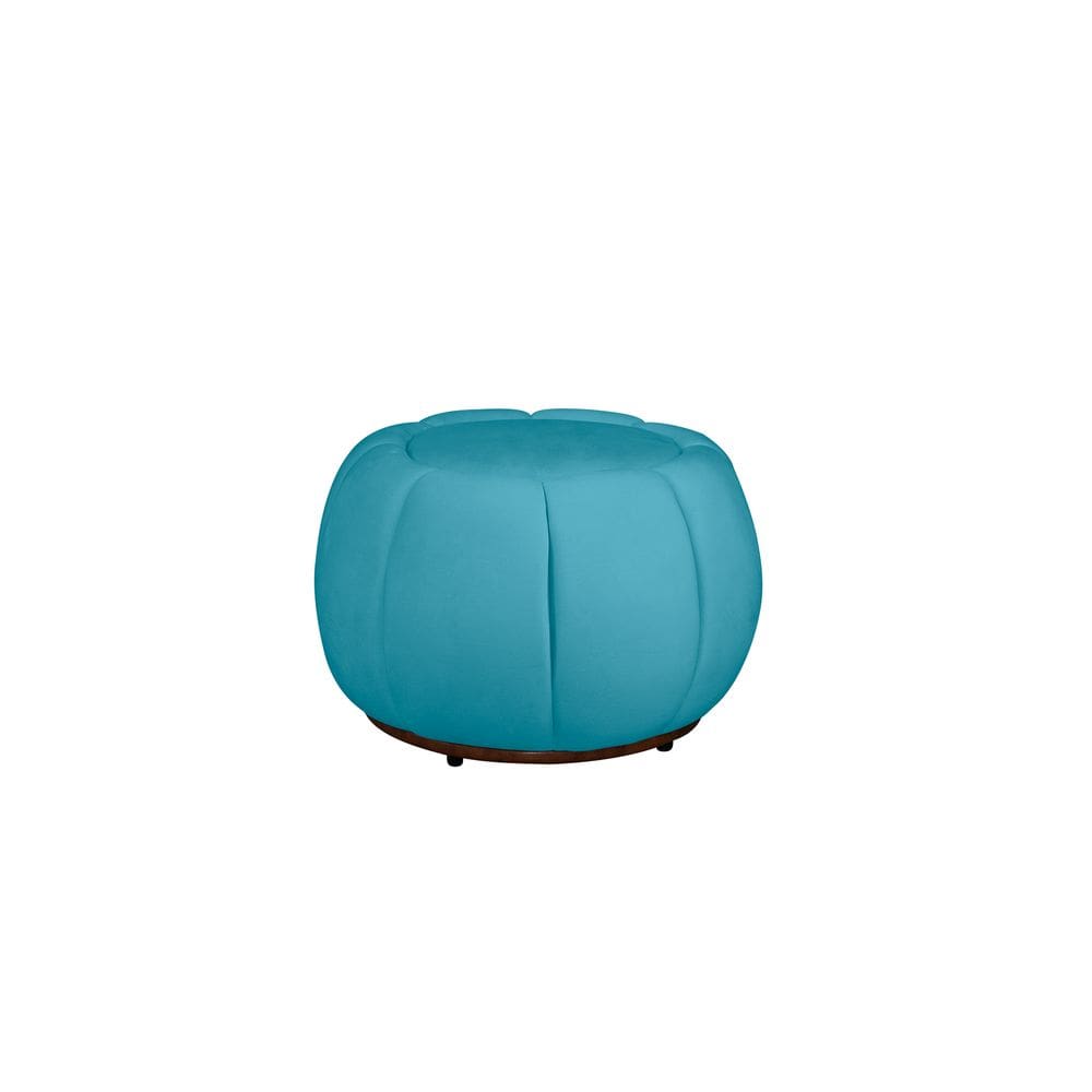 Puff Decorativo Concha Veludo Azul Turquesa - Montanaris Decor