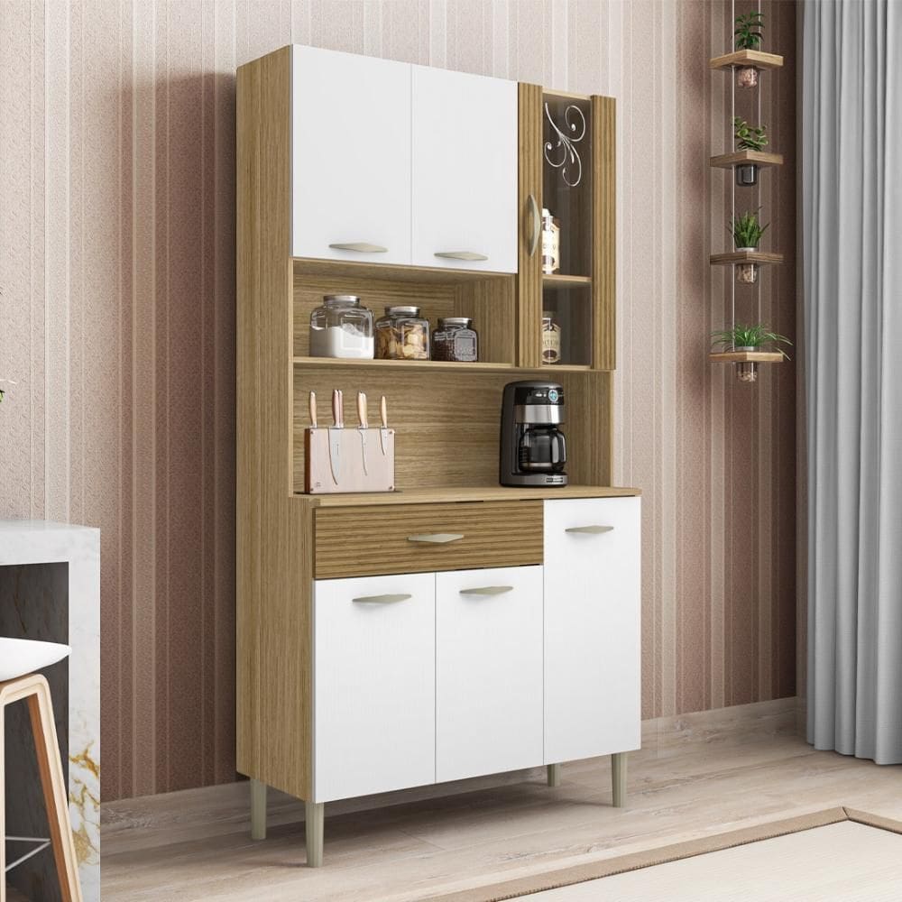 Armário de Cozinha Compacta 6 Portas 1 Gaveta Golden