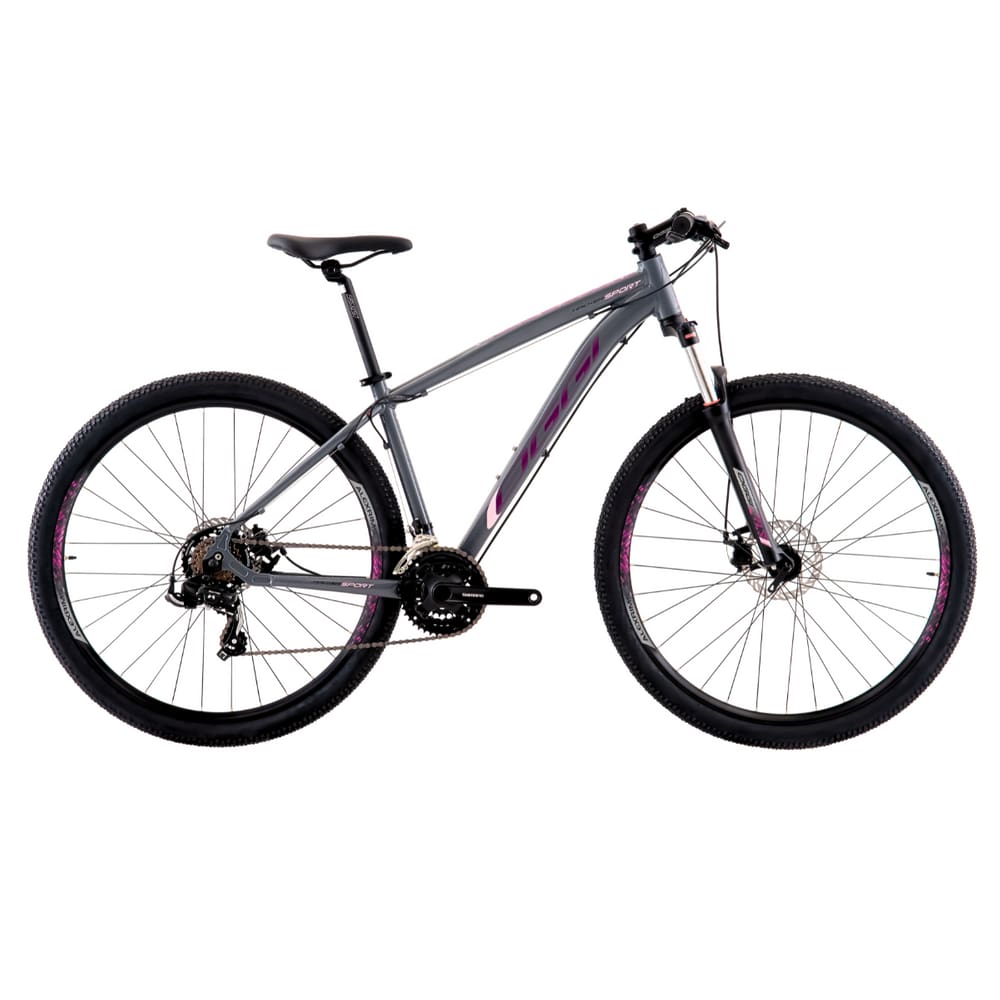 Bicicleta Aro 29 Oggi Hacker Sport 21v - Grafite/Rosa/Preto Tamanho 15,5