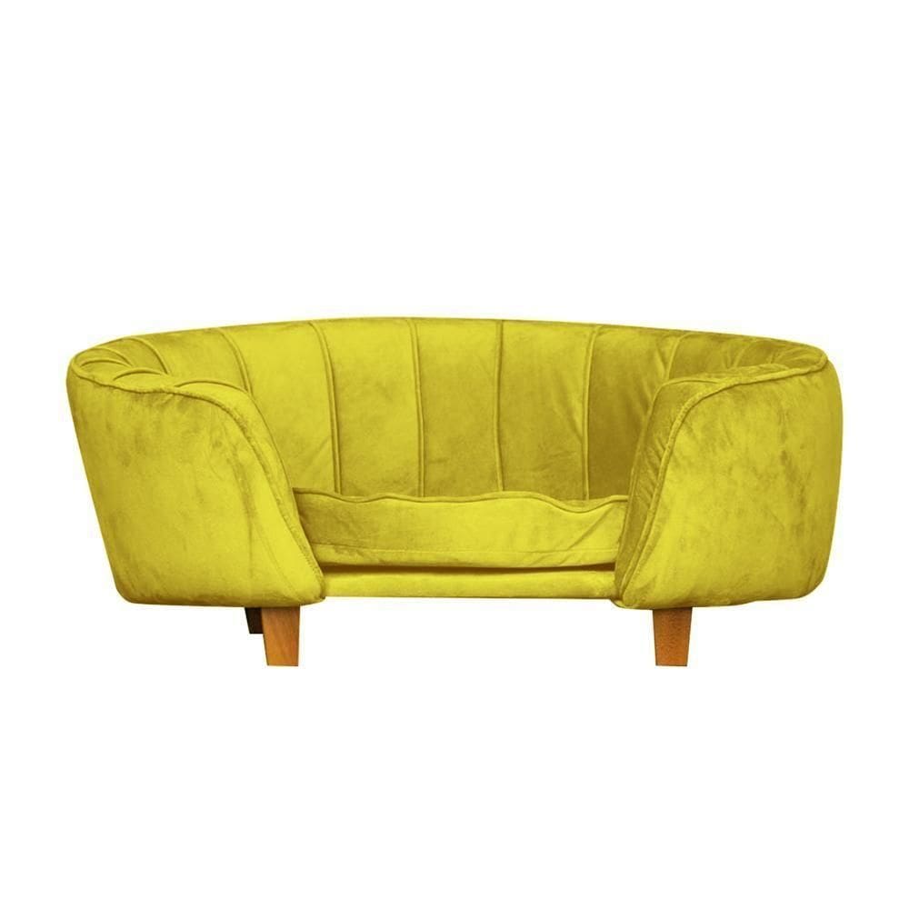 Poltrona Cama Caminha Pet Laddi Veludo Amarelo Dvinn Amarelo